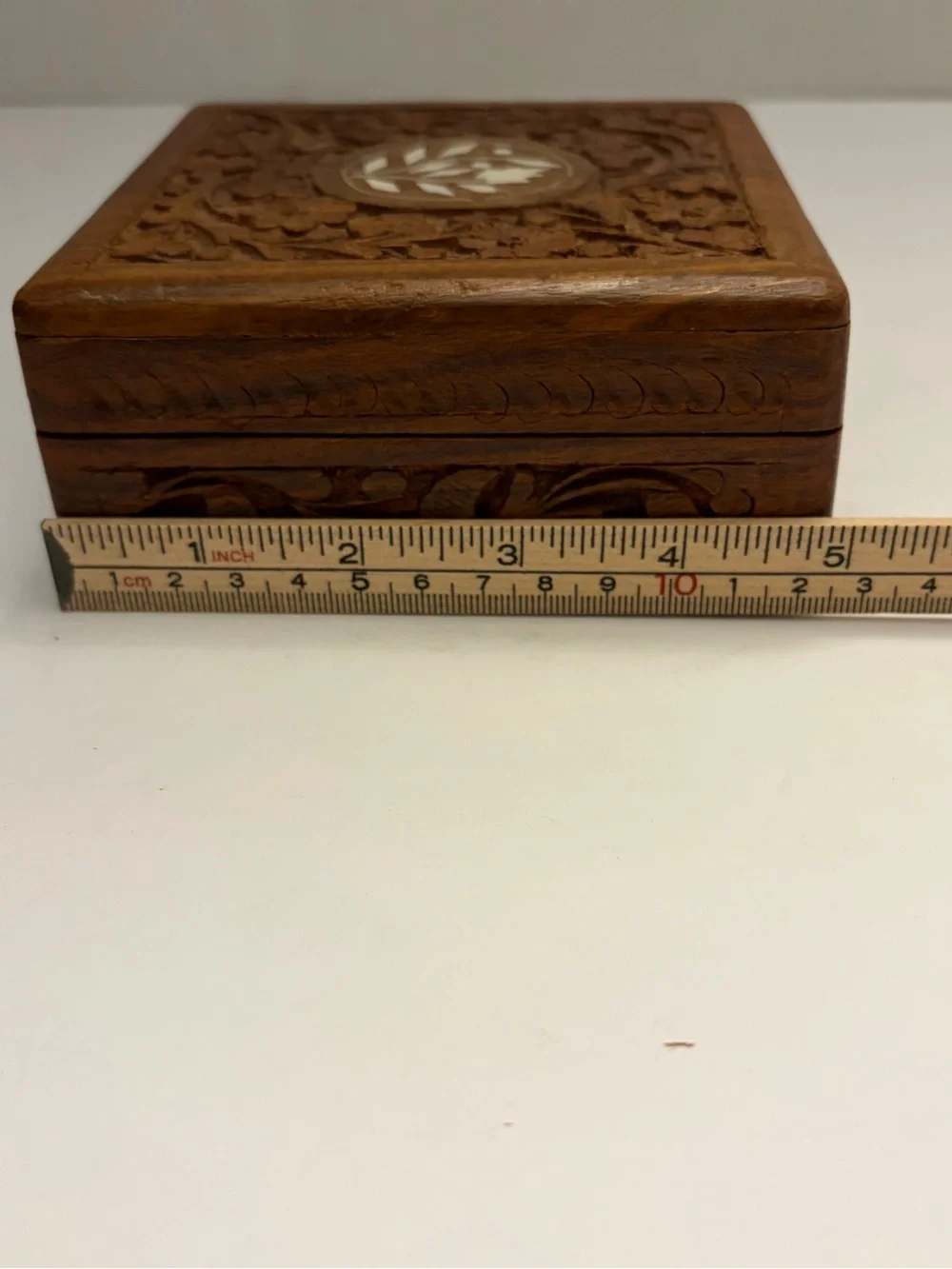 Vintage Indian Rosewood Keepsake Box w/ Original Artisan Label 1970s